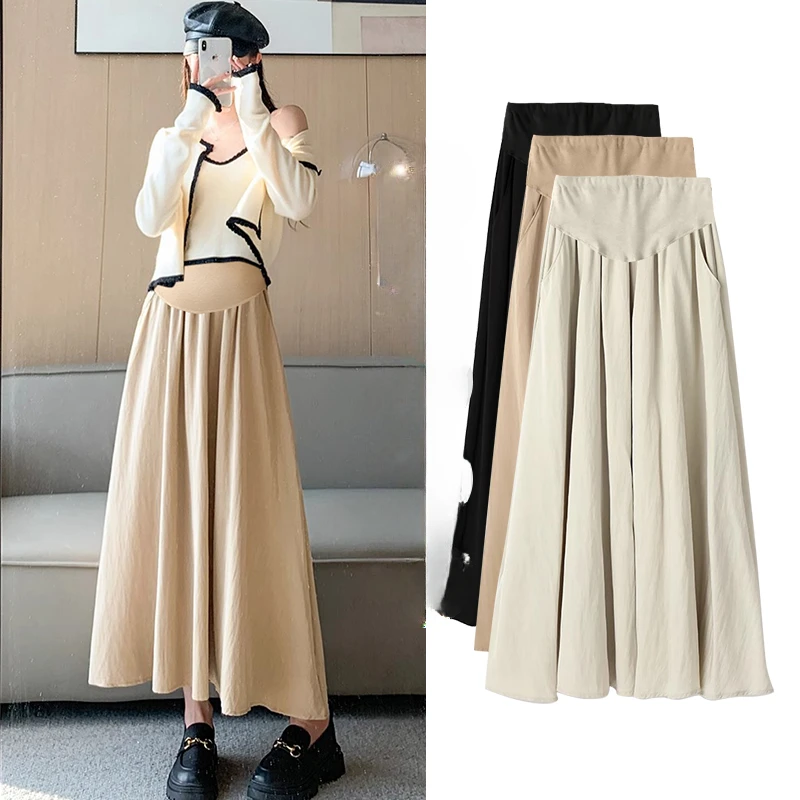 Pregnant Woman Summer Long Skirts High Waist Large Hem Maternity Belly Skirt Umbrella Skirt