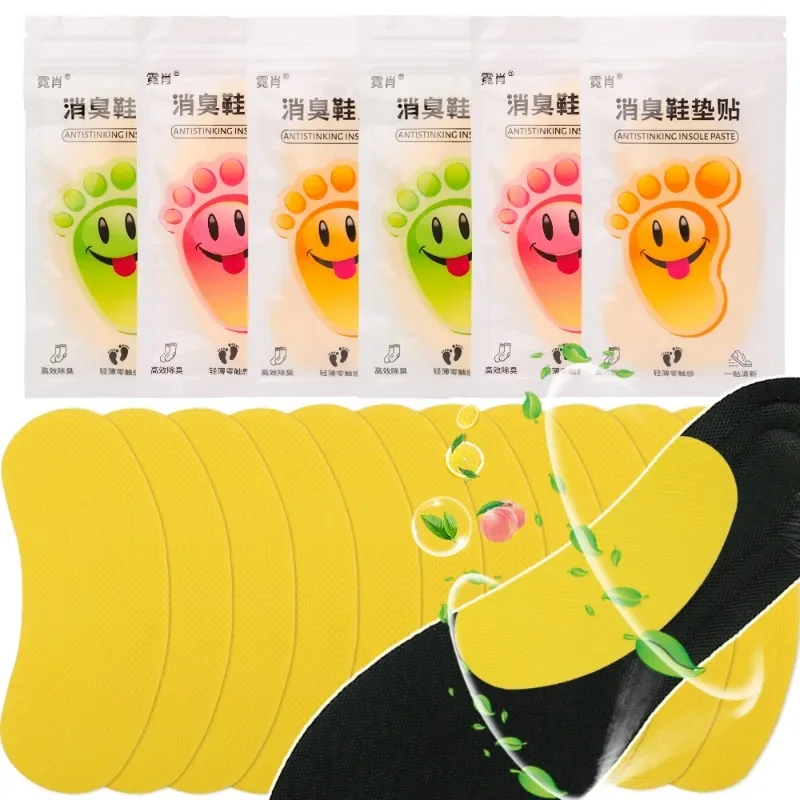 Shoe Odor Remover Patch 12/120Pcs Foot Deodorant Sticker Shoes Odor Remover Lemon Athlete's Foot Soothing Insole Antibacterial Antiperspirant Care
