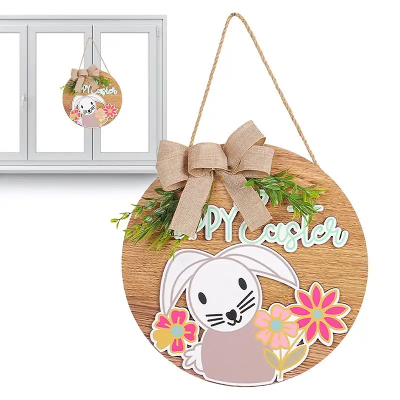 

Easter Wreath Sign Bunny Door Welcome Sign Durable Adorable Weather Resistant Decorative No Fade Easter Wooden Door Sign Wall
