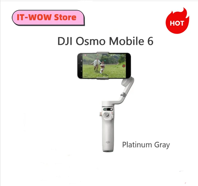 

DJI Osmo Mobile 6 3-Axis Phone Gimbal Object Tracking Built-in Extension Rod Portable Foldable Vlogging Stabilizer Platinum Gray