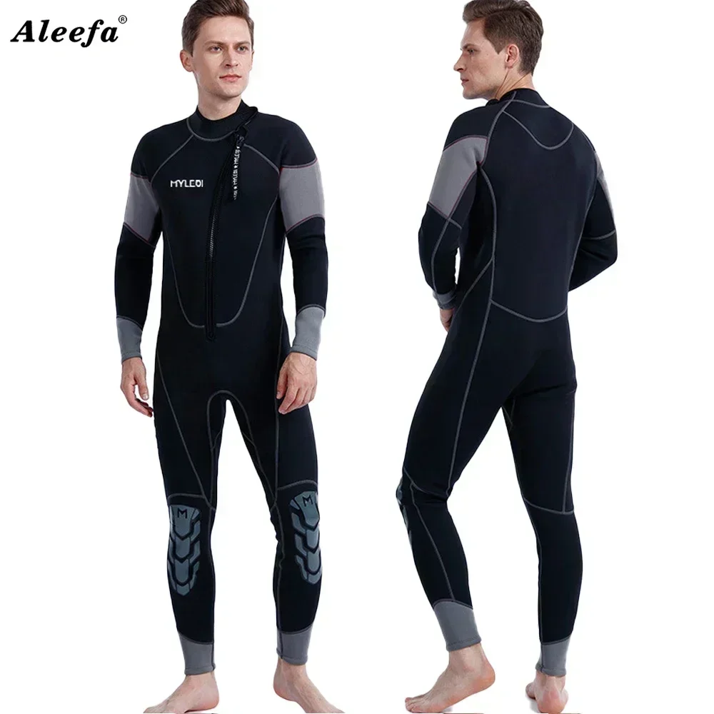 Men's 3mm Front Zipper Thermal Wetsuit Scuba Diving Spearfishing One-Piece Neoprene Suit Fit Cold Water Swimwear for Men