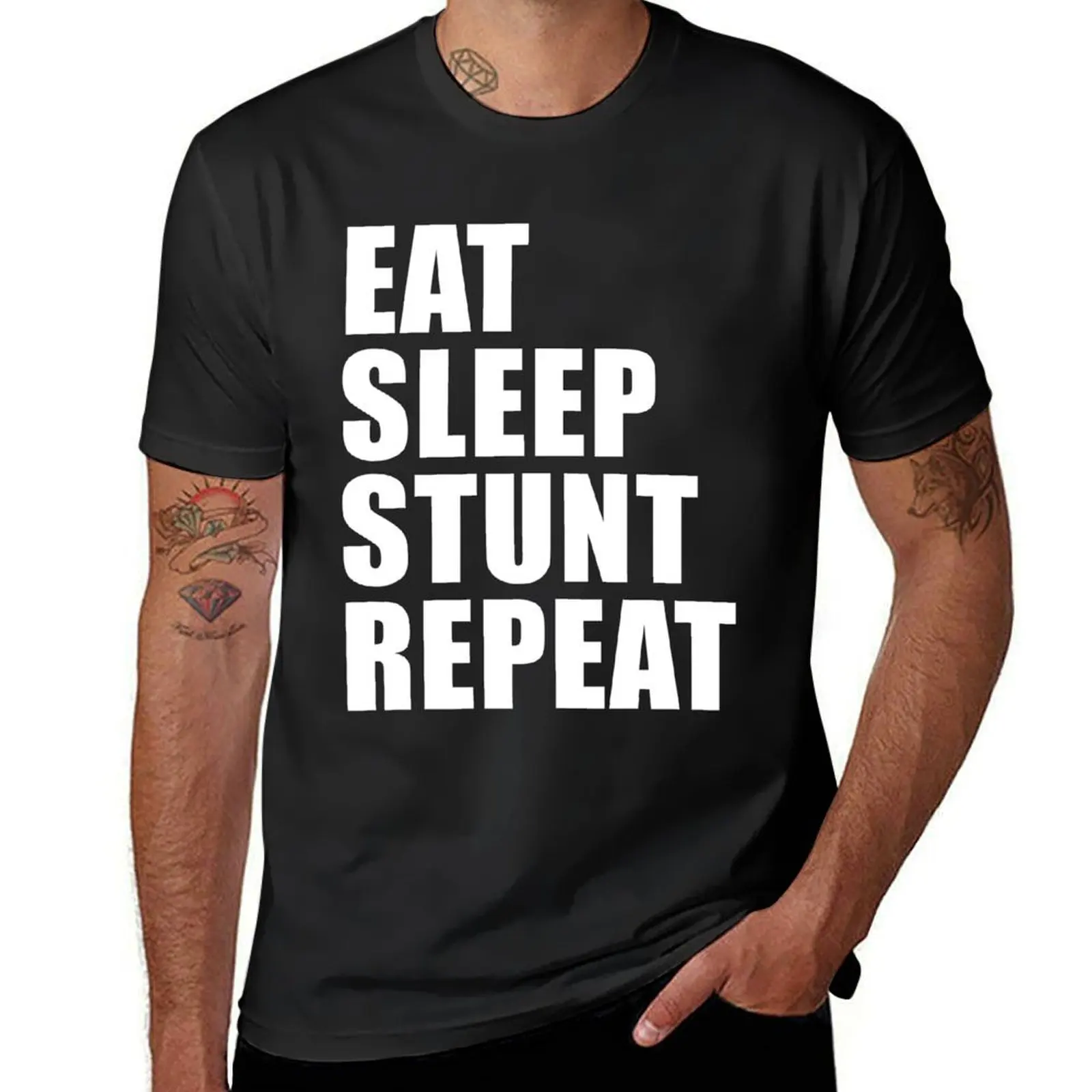 Eat Sleep Stunt Repeat T-Shirt vintage clothes tops heavyweights mens vintage t shirts