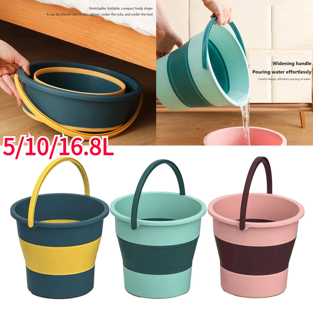 Folding Bucket Silicone Bucket for Fishing Promotion Car Wash Outdoor Square Bathroom Kitchen Camp