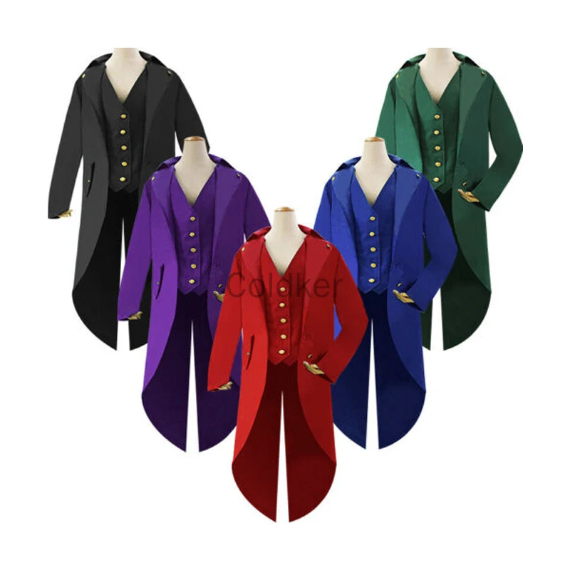 Maxi Size 5XL Medieval Mens Steampunk Halloween Cosplay Costume Vintage Tailcoat Jacket Gothic Ringmaster Coat With Hat