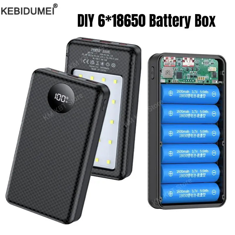 10W 6*18650 Power Bank Battery Box Holder Dual USB Type C Charge Shell camping lights iPhone Huawei 18650 Battery Cases