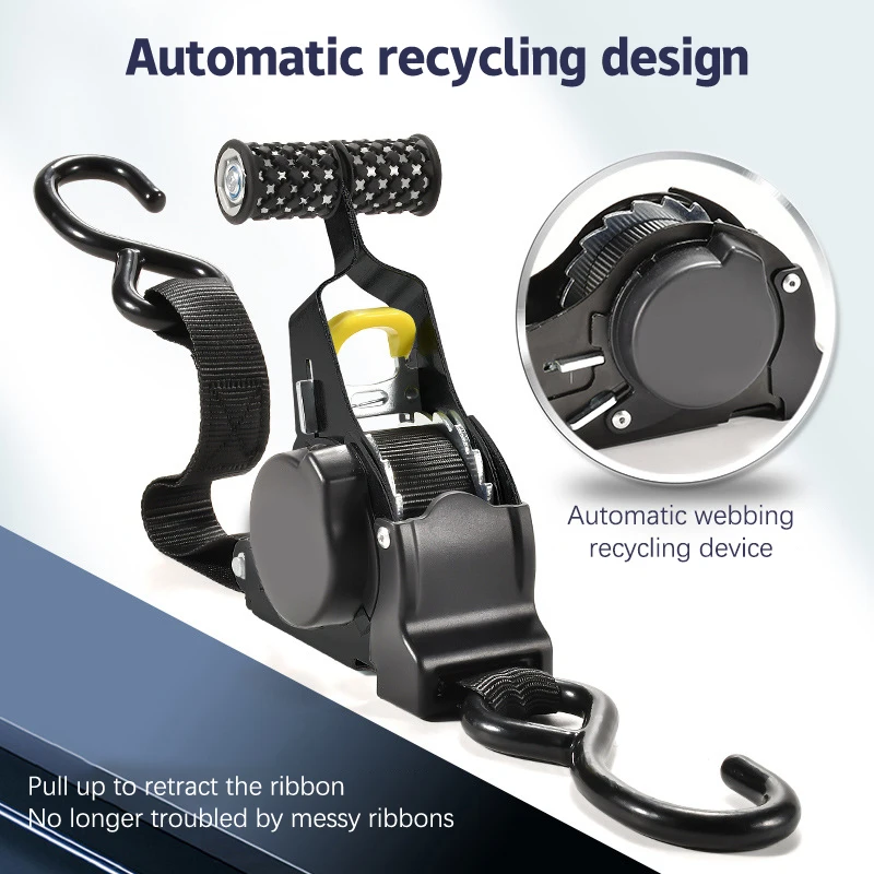 Automatic Shrink tensioner Retractable Auto Ratchet Strap Bundle Tape Retractable Belts Motorcycles Convenience Luggage Straps