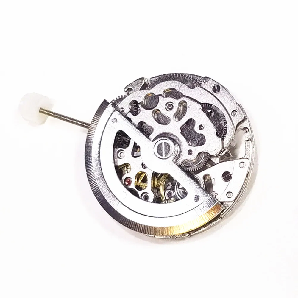 For Miyota Skeleton 8N24 Mechanical Self-Winding Movement High Accuracy Silver 21 Jewels Skeleton Mechanism 3 Hands Movement