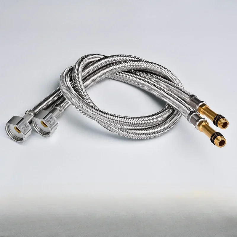 Faucet inlet pipe, G1/2-inch universal hot and cold water inlet pipe, 304 stainless steel pointed braided hose