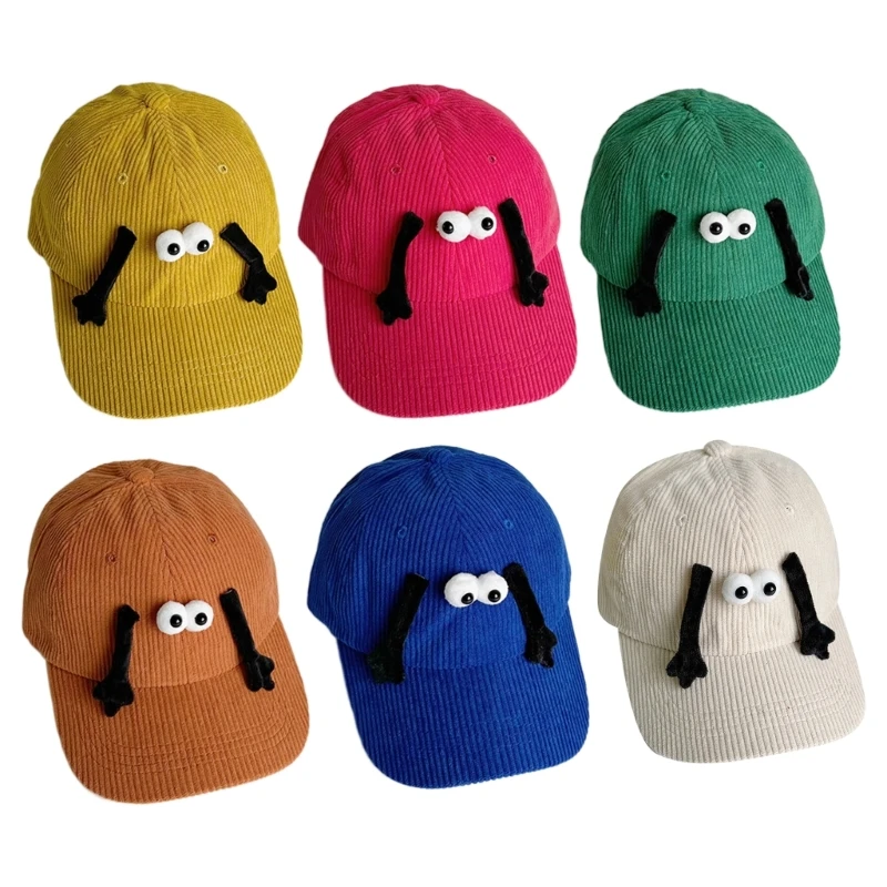 

Cartoon Corduroy Hat for Girl Boy Hand by Hand Adjustable Kids Peaked Hat Y55B
