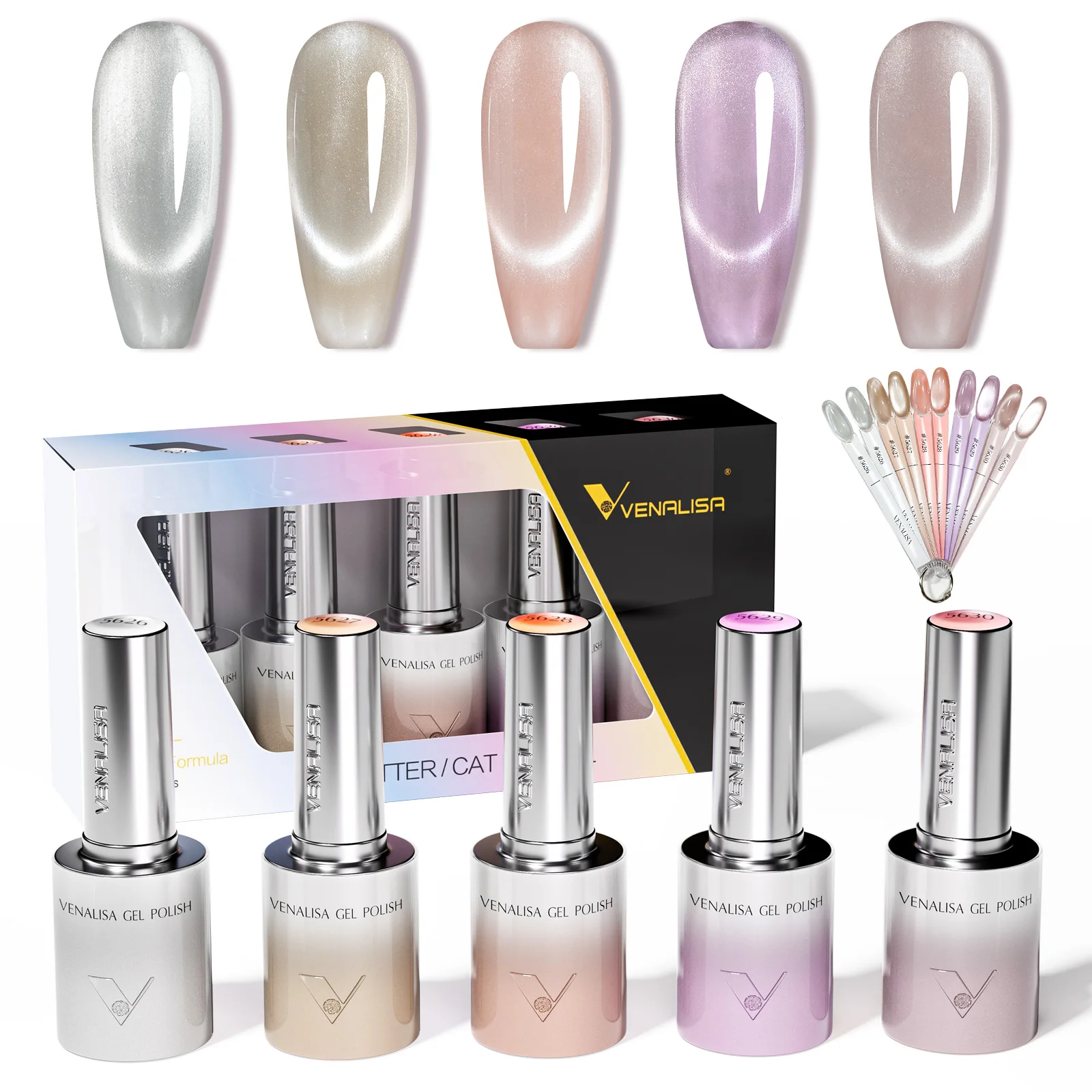 VENALISA 10DCat Eye Nagellack HEMA FREE TPO FREE Gel Polish Kit Sparkle Platinum Gel Soak Off UV LED Magnet Gel Lack Kit – Detail 17