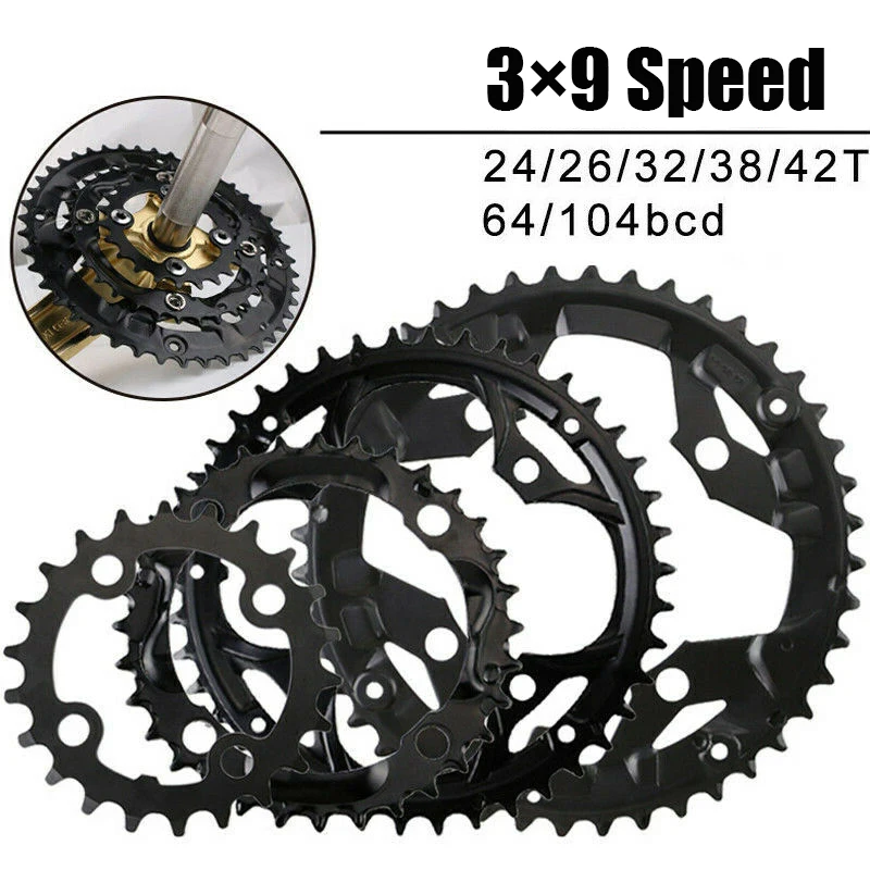 

3*9 Speed Bicycle Chainring 104/64BCD Mountain Bike Chainring 22T 32T 44T Triple Speed Bike Plate 27S MTB Crankset Part