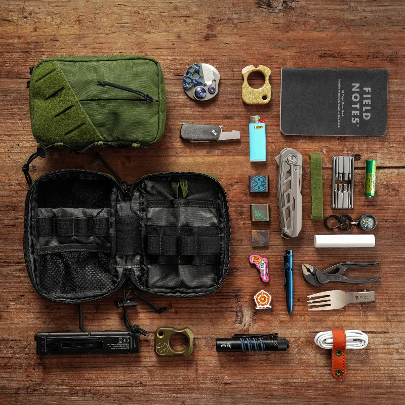 TACTICAL GEEK 블록 E4.0 EDC 컴팩트 허리 파우치, 탄성 코드가 있는 유틸리티 포켓 정리함