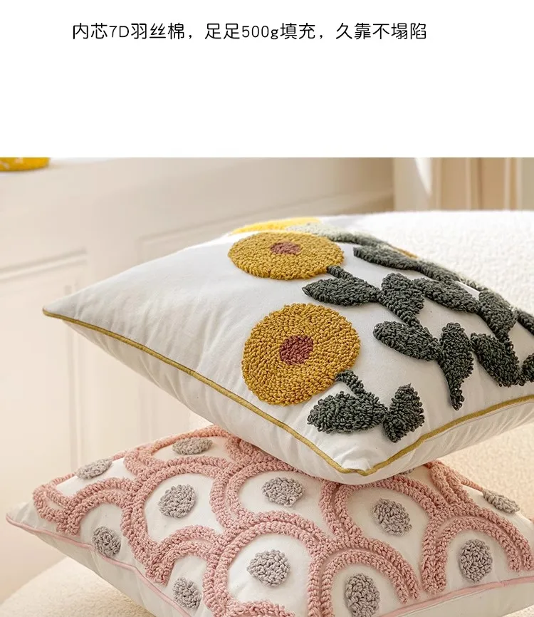 Ins Nordic Frische Gestickte Blume Kissenbezug Homestay Kissen Wohnzimmer Hause Sofa Dekor Kissen Rückenlehne Kissen Kissen Abdeckung – Detail 11