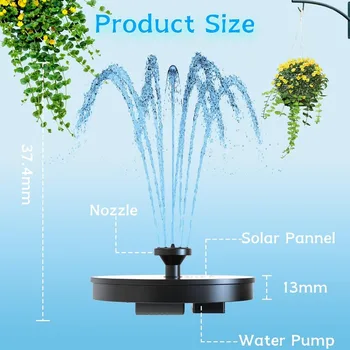New 1W/1.5W/2.5W/3.5W Outdoor Solar Fountain Water Pump Bird Bath Fountain with 6 Nozzles Suitable for Courtyard Garden Pools - Image 4