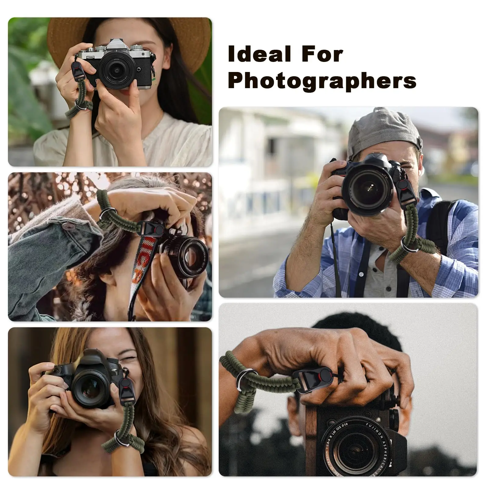 퀵 릴리즈 우븐 나일론 핸드 스트랩, 라이카, , 후지필름, 캐논, 니콘 DSLR 미러리스 카메라용 조절 가능한 손목 스트랩