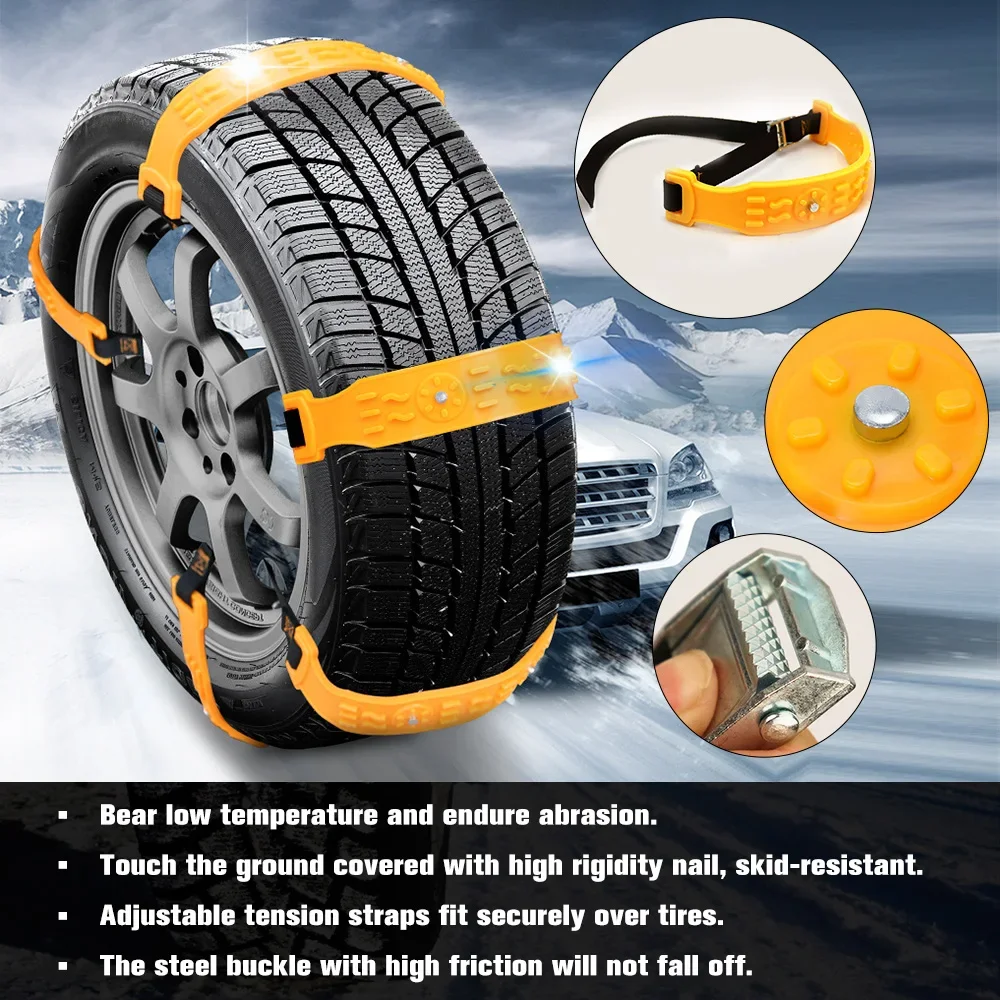 10Pcs Tire Chains for Snow Winter Tire Nonskid Chain Tyre Anti-skid Chain for Car SUV VAN Wheel Outdoor Muddy Emergency Ice Road