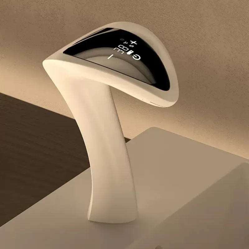 New Intelligent Digital Display Sensor Basin Faucet Hot and Cold Water Mixer Wall Mounted Bathroom Brass Washbasin Vanity