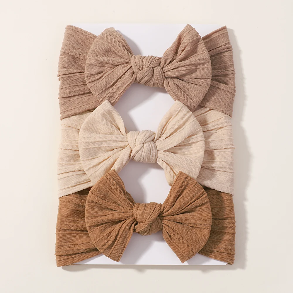 3Pcs Baby Headband Set - Solid Color Bow Hair Accessories for Newborns