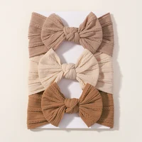 3Pcs Solid Color Baby Headband Bow Children Hair Band Elastic Nylon Newborn Headbands Soft Turban Headwrap Kid Hair Accessories 6