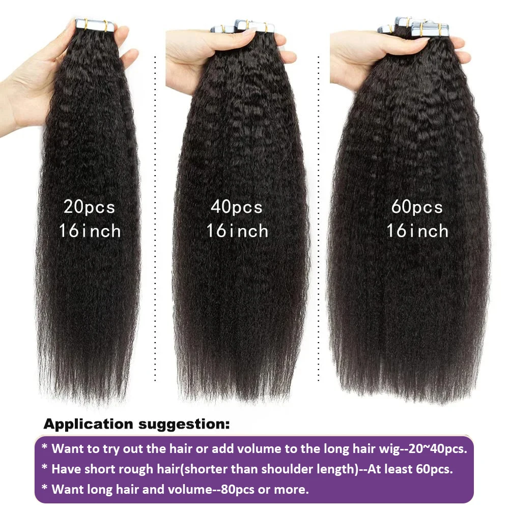 Kinky Straight Tape Ins Human Hair Extensions Natural Black Tape In Extensions Kinky Straight Remy Virgin Human Hair human hair extensions hair extensions