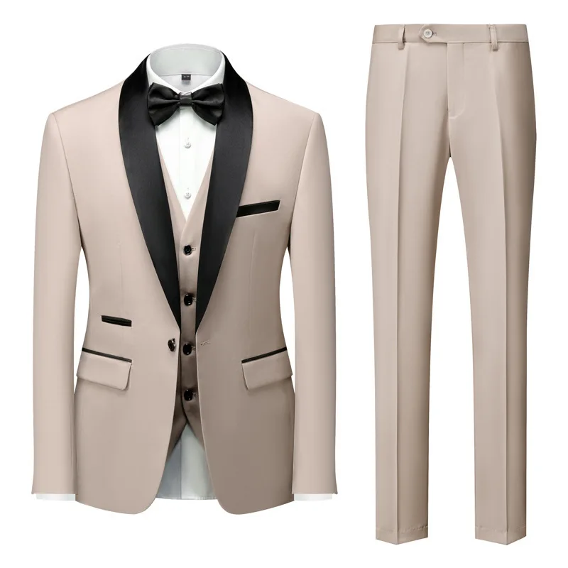 New Men's Business Casual Suit Male Wedding Officiant Dress Suit Three-piece Suit for Men Men Clothing