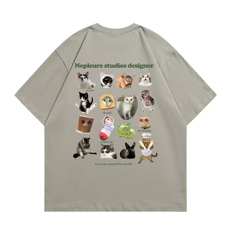 

Футболка мужская с круглым вырезом, Модный повседневный Свободный Топ с мультяшным принтом, парная уличная хлопковая дышащая футболка в стиле Харадзюку, с коротким рукавом, на лето