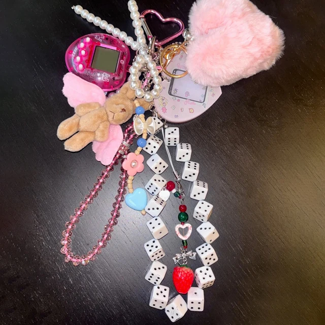 Korean Charm Dice Keychain Kawaii Harajuku Game Console Phone 