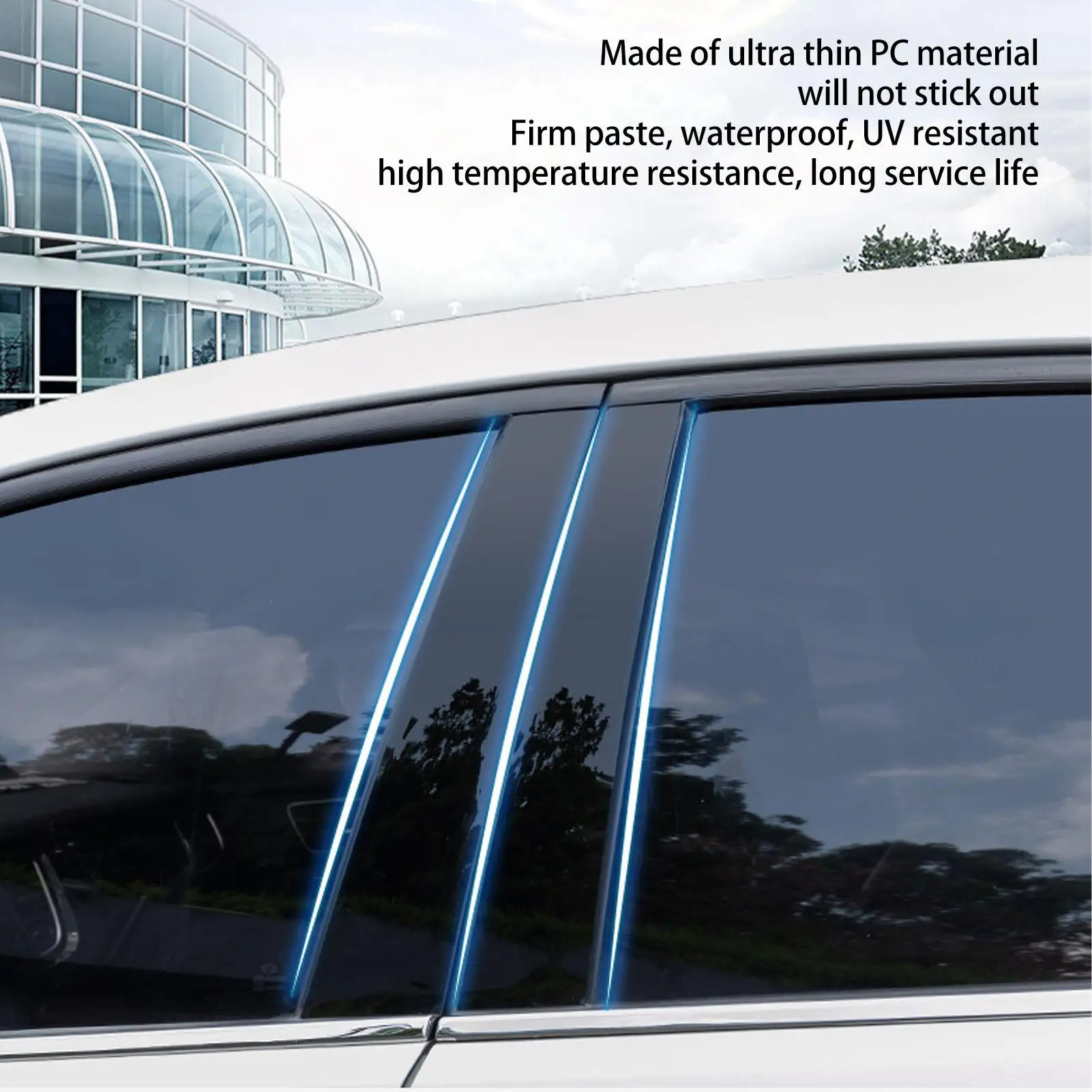 Side Door Window Cover Pillar Posts Decal Trim Glossy Black Waterproof for car