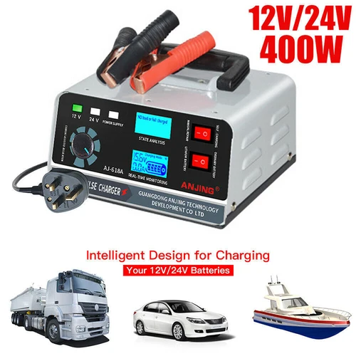 12V/24V 자동차 충전기 대용량 400W 260W 자동차 배터리 충전기, 트리클 스마트 펄스 수리 자동차 SUV 트럭 보트 오토바이 3