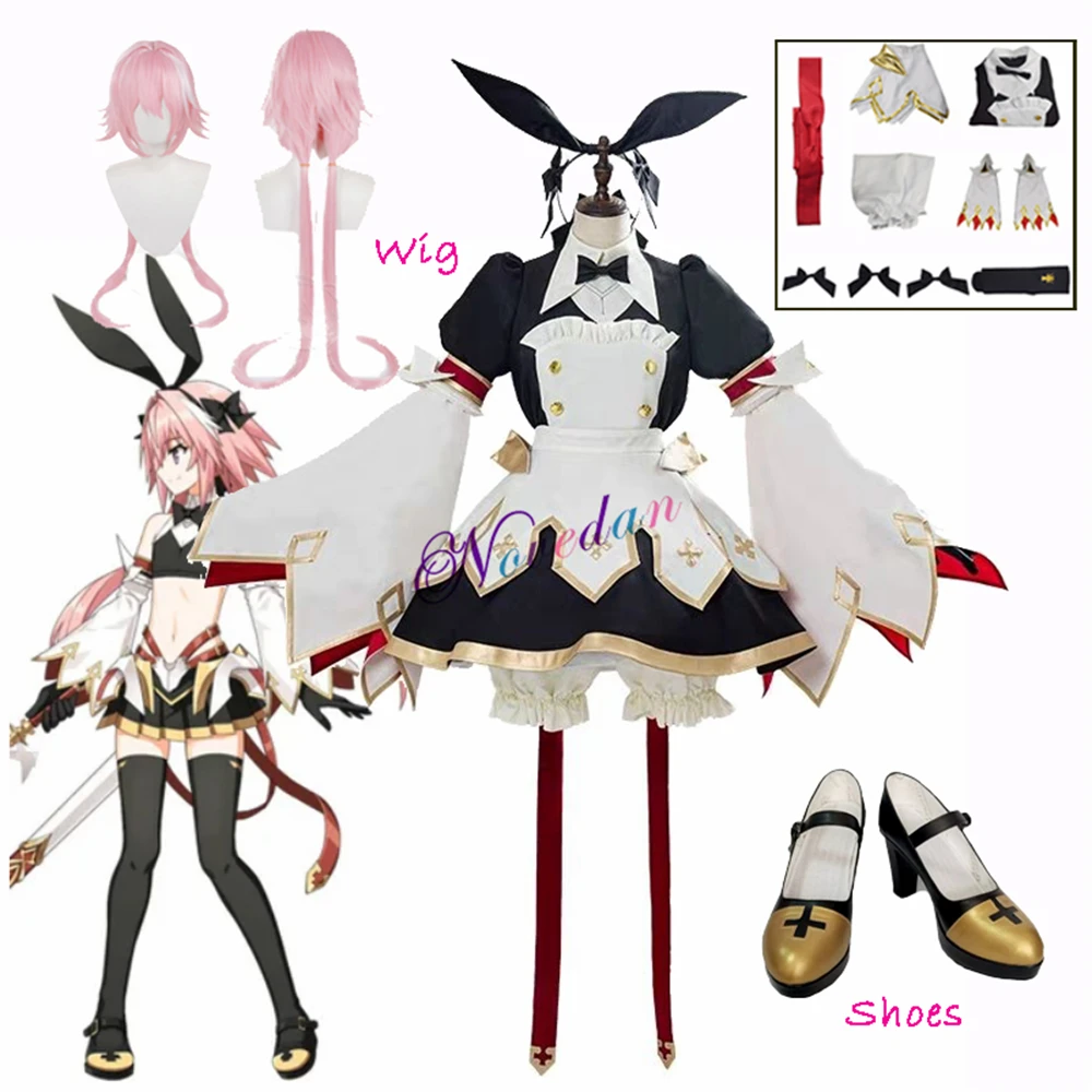 Parrucca Cosplay Astolfo Fate Apocrypha – Capelli Rosa E Bianchi Intrecciati, Lunga Sintetica
