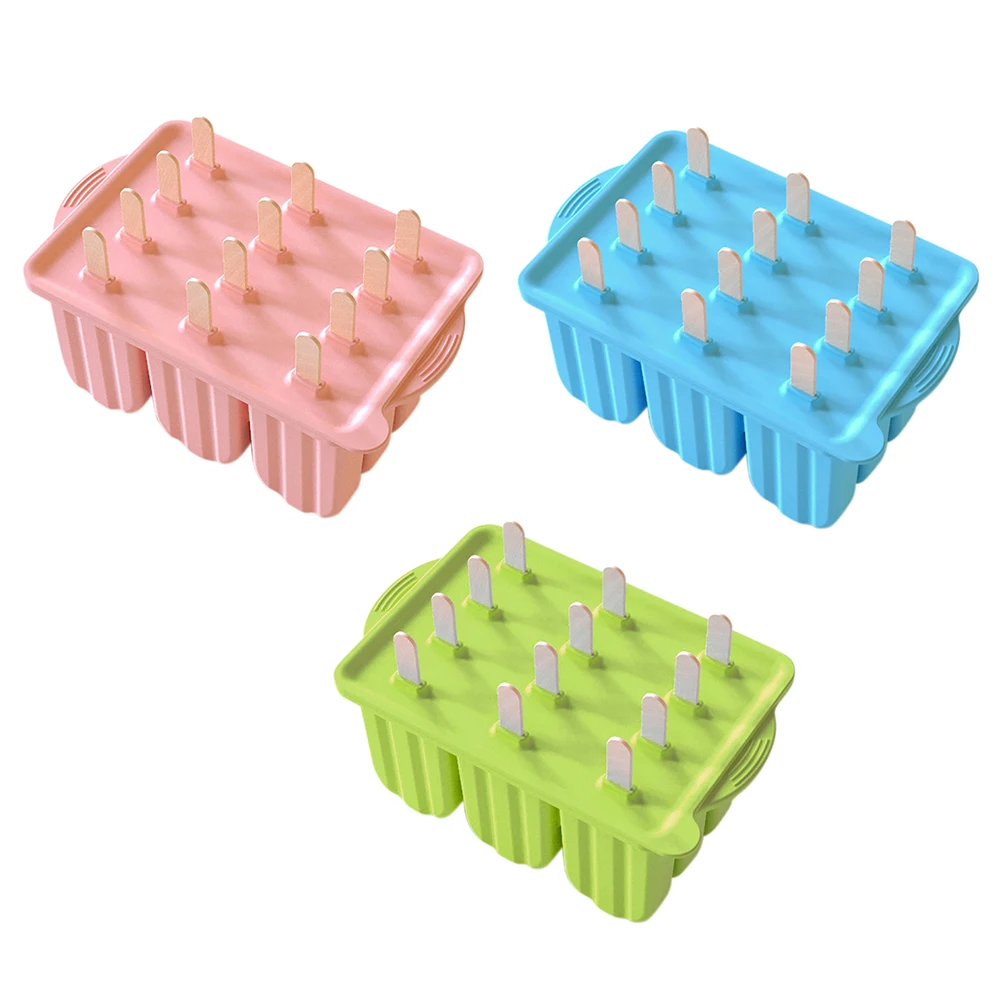 Description Picture 5 of item12 Cavity Silicone Popsicle Molds With 50pcs Popsicle Sticks Summer Diy Popsicle Maker Mold Ice Cream Mold Home Kitchen Supplies