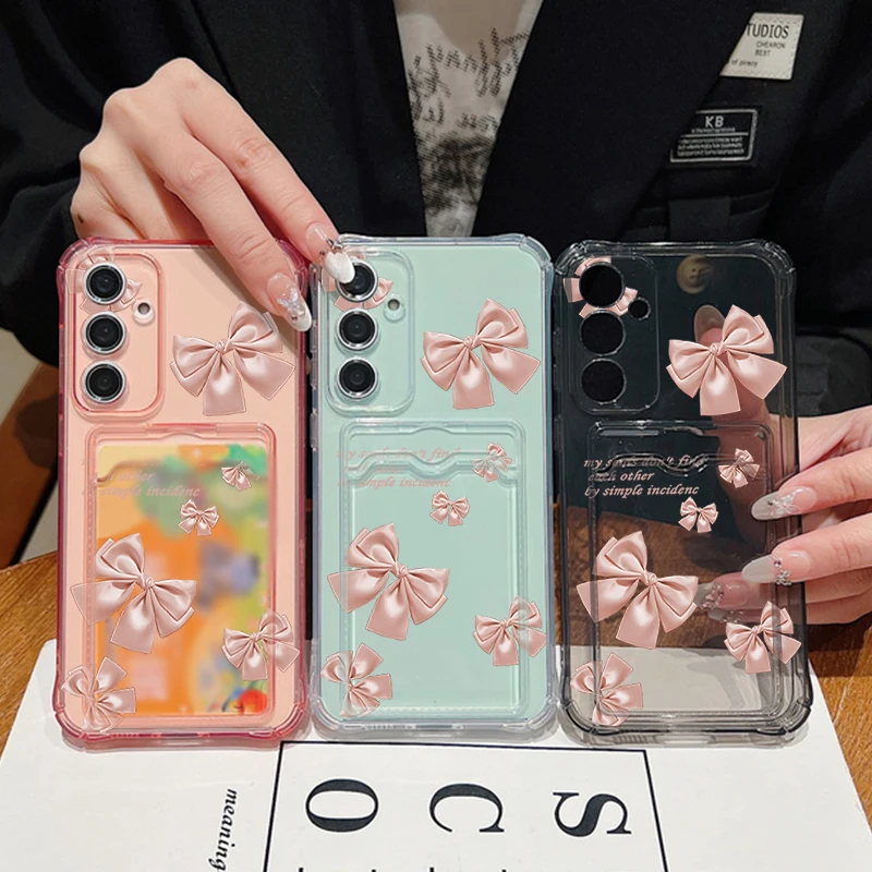 Bow Print Card Wallet Case with Soft Cover