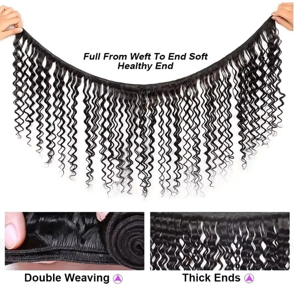 12A Human Hair Bundles Deep Wave 26 28 30 Inch 100%  Unprocessed Brazilian Virgin Hair Weave 3 Bundles Natural Real Human Hair 4