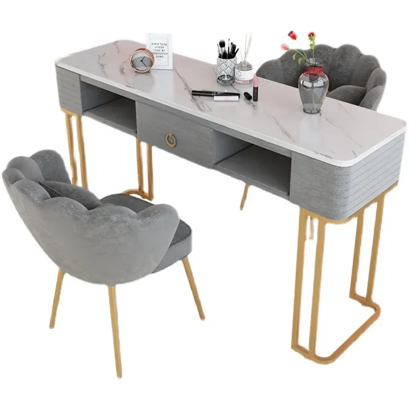 

Modern Minimalist Nail Tables Manicure Shop Table and Chair Set Light Luxury Single Double Professional Manicure Table Chair