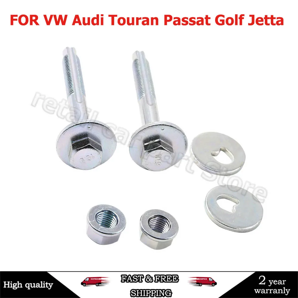 

For VW Touran Passat Golf Jetta AUDI A1 A3 Q2 Skoda Seat Lower Rear Suspension Toe Alignment 2x Eccentric Bolt Nut Kit x2