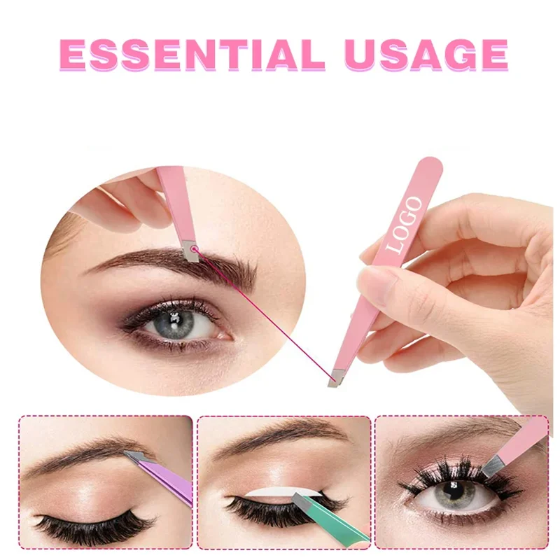 20pcs Private Label Gold Tweezers Eyebrow Set Best Rose Slant Eyebrow Tweezers Stainless Steel Removal Eyebrow Tweezers Custom 2