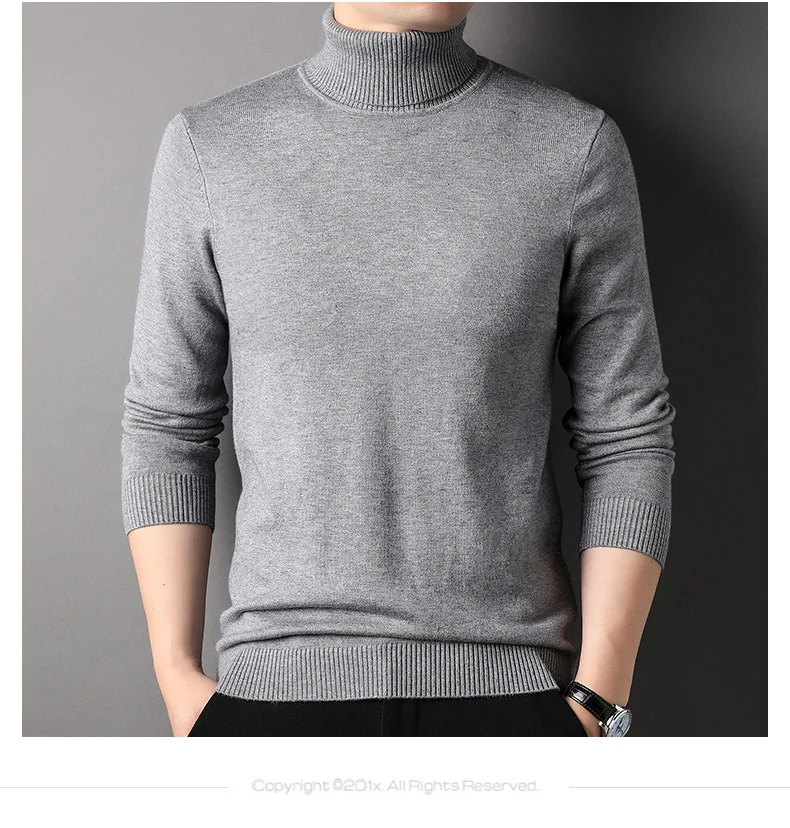 Autumn Winter New Turtleneck Pullover Men Casual Solid Color Men's High Collar Knitted Sweater Top Warm Bottoming Pull Homme_voghion.com