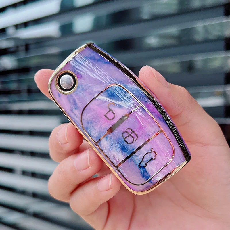 Tpu Jade Pattern Car Key Case Cover Protection Per Ford Fiesta Focus 2 Ecosport Kuga Escape Falcon B-Max C-Max Eco Sport Galaxy