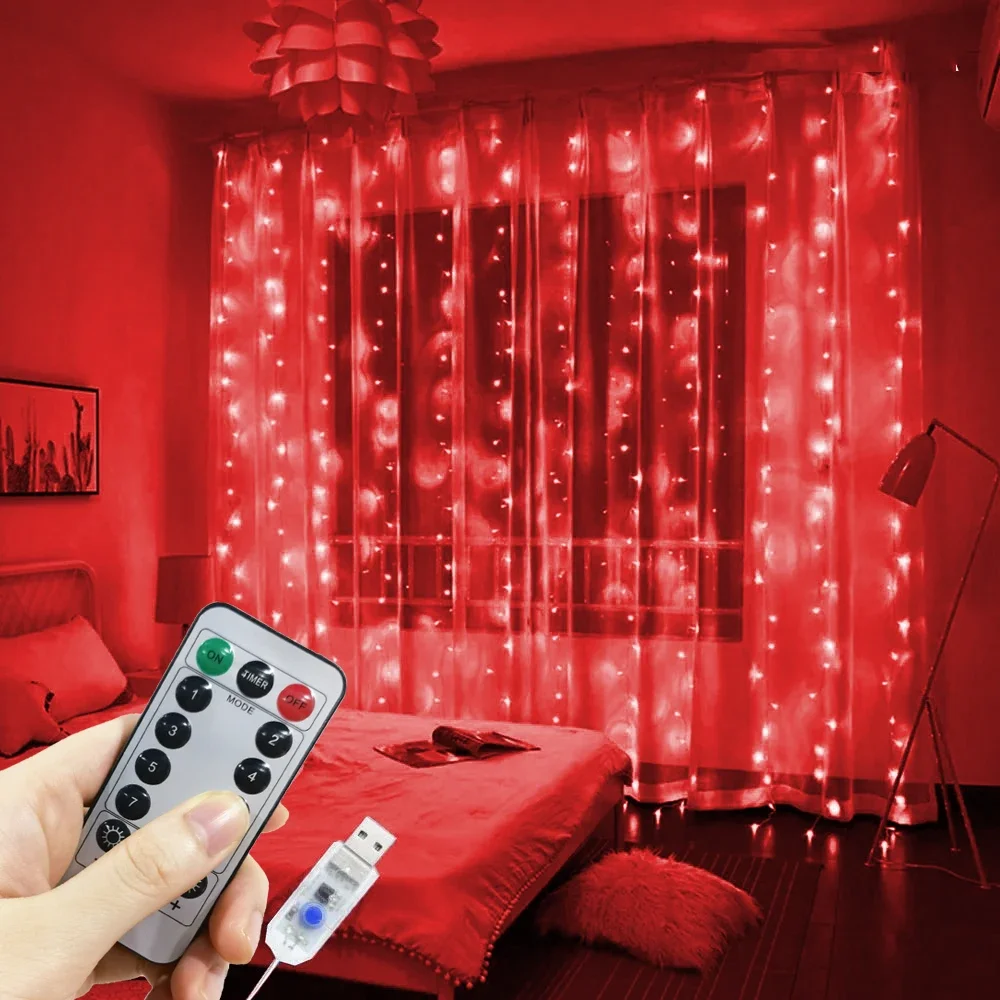 thumbnail image 1 of Wedding Party Decoration 3/4/6M 8 Mode LED Christmas Fairy String Light USB Curtain Light Garland Home Window Birthday DIY Decor, 1 of 5