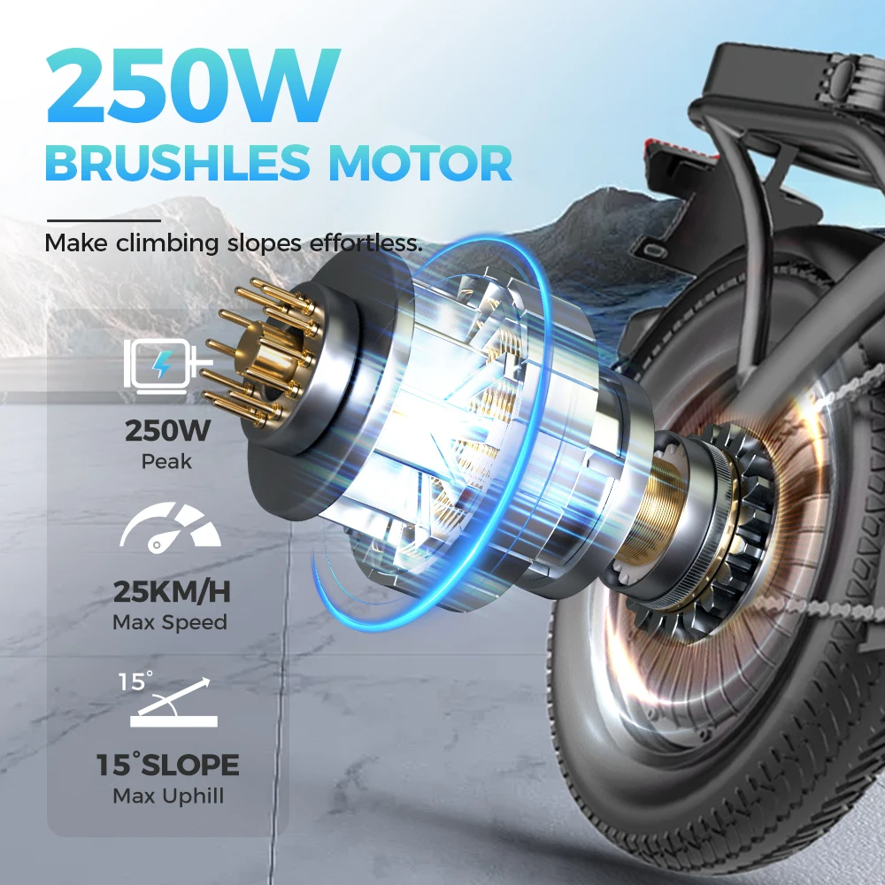 TOOFLY GS3 Bicicletta Elettrica Pieghevole 250W 48V15AH Viaggio Per Adulti Città Pendolari Bici Elettrica 14*2.125 Pollici Pneumatico Mini E-bike - immagine 2