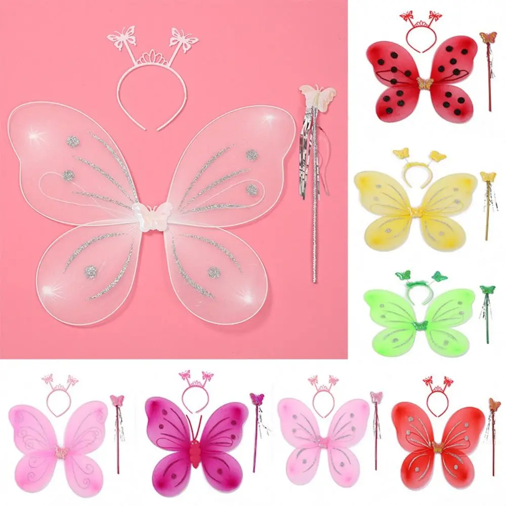 

3Pcs/Set Decorations Halloween Dressing Up Fancy Dress Costume Glitter Butterfly Fairy Wing