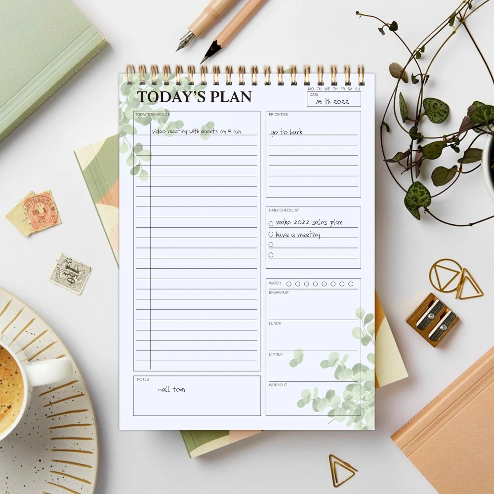 To Do List Notepad Undated Daily Planner To Do List Notebook Pad Spiral Checklist Notepad With Goals Meal Plan Water Intake Aliexpress