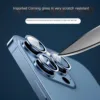 واقي الكاميرا حلقة معدنية لهاتف iPhone ، iPhone 14 Pro Max ، زجاج مقسى ، غطاء العدسة الخلفية ، iPhone 13 Pro Plus ، iPhone 15 غطاء واقي