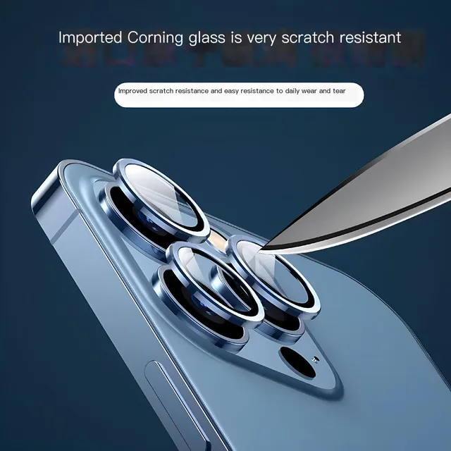 واقي الكاميرا حلقة معدنية لهاتف iPhone ، iPhone 14 Pro Max ، زجاج مقسى ، غطاء العدسة الخلفية ، iPhone 13 Pro Plus ، iPhone 15 غطاء واقي