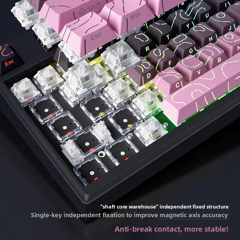 스카이룽 GK75HE 홀 이펙트 키보드 8k 저지연 볼륨 노브 조절 가능 마그네틱 축 e스포츠 게이밍 키보드 게이머 선물