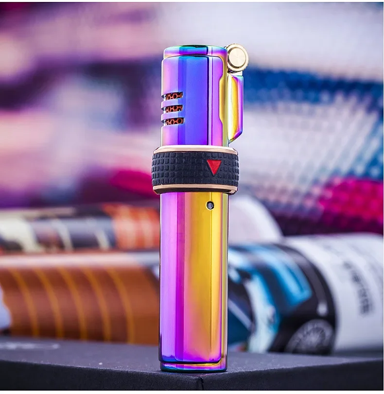 JOBON-Personalized Windproof Gas Lighter Triple Torch Refill Jet Flame Metal Spray Gun Kitchen Pipe Cigar Lighter Gadget