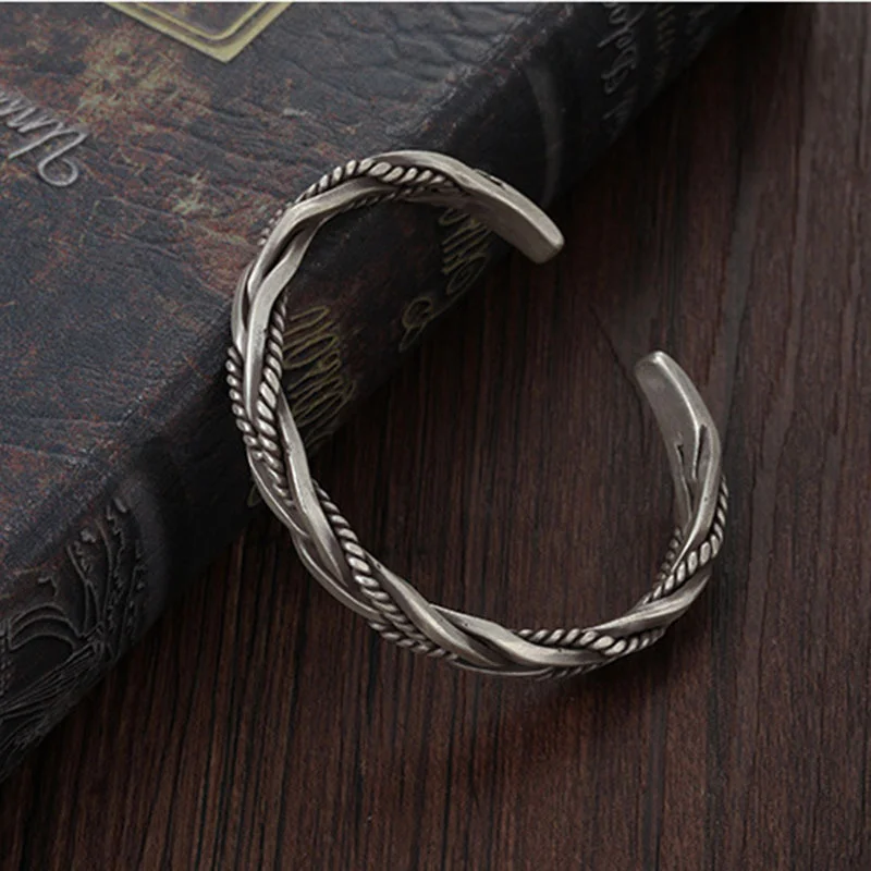 Metal bracelet Silver Plated Bracelet Fashion Creative Knot Weave Open Bracelet Jewelry Gift