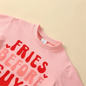 아기 소녀 발렌타인 버블 롬퍼, 첫 발렌타인 데이 크루넥 풀오버, 맨투맨 탑, 귀여운 용수철 옷