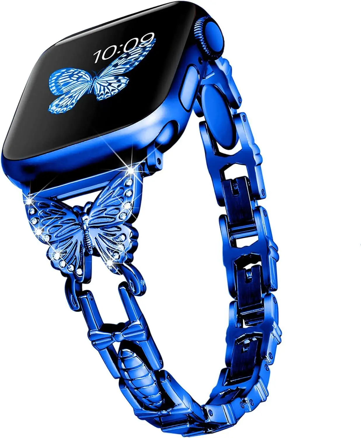 Elegant Diamond Butterfly Metal Bracelet Watch Strap