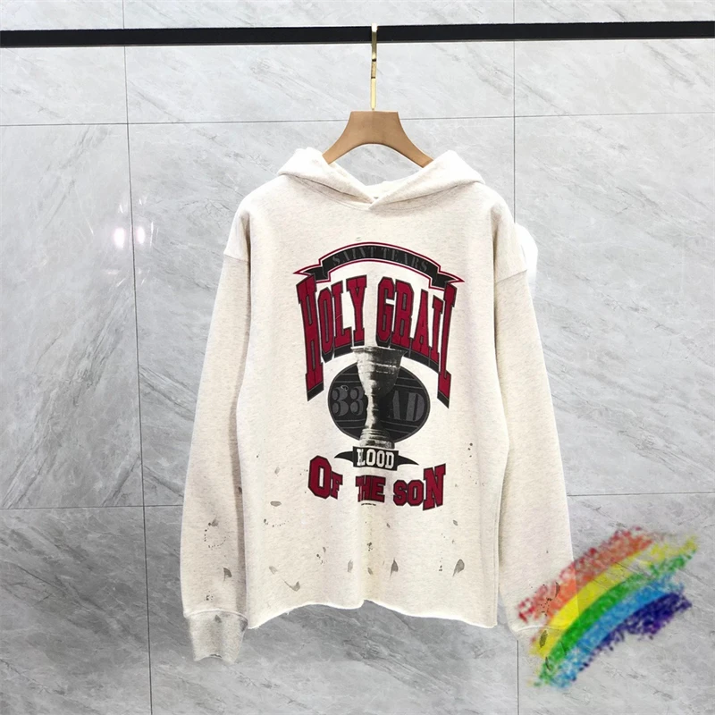 

Washed Apricot Saint Michael Hoodie Men Women Top Quality Red Graffiti Printing Pullover Hooded